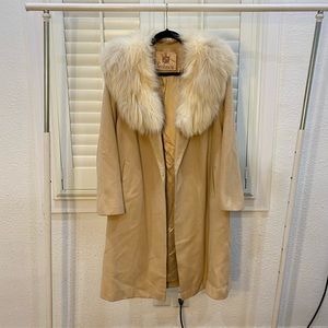 Wool coat with fur collar